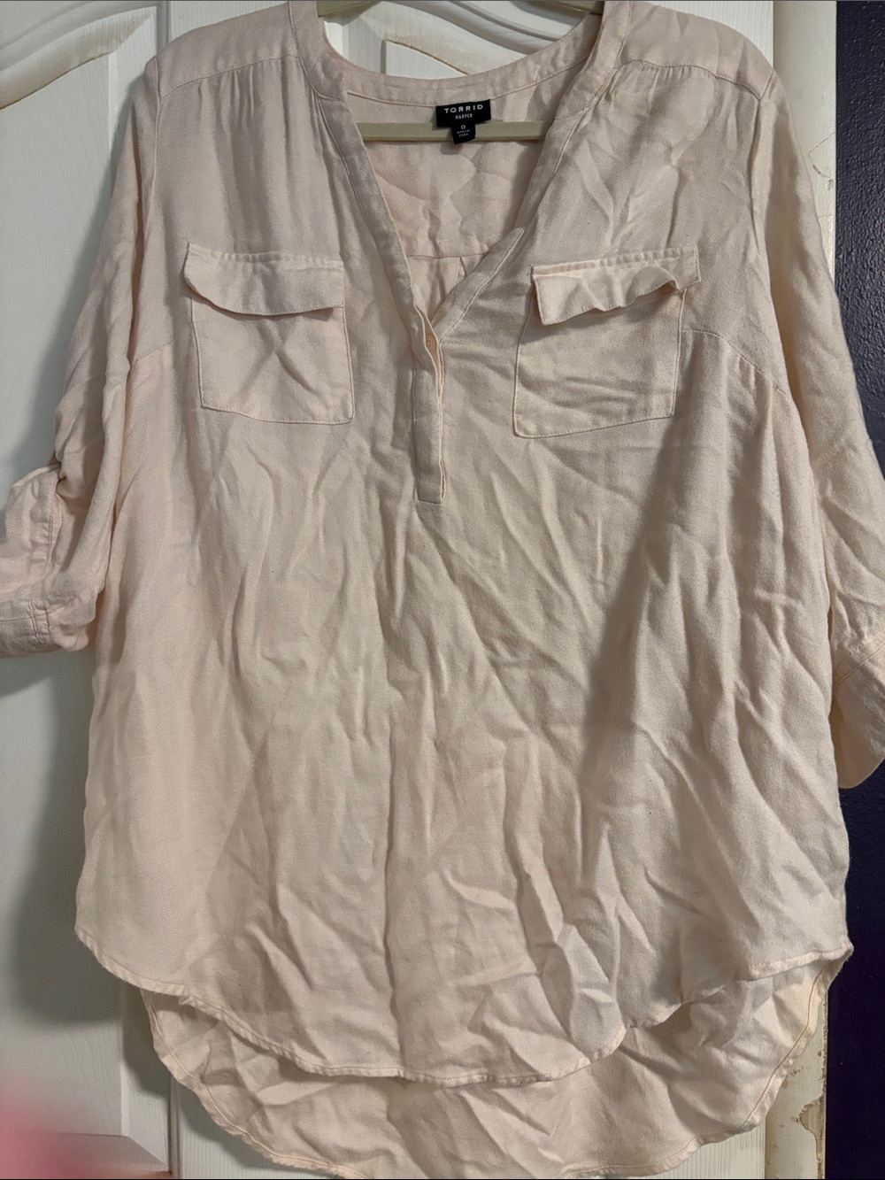 torrid Blush Pink Roll-Tab Tunic Top